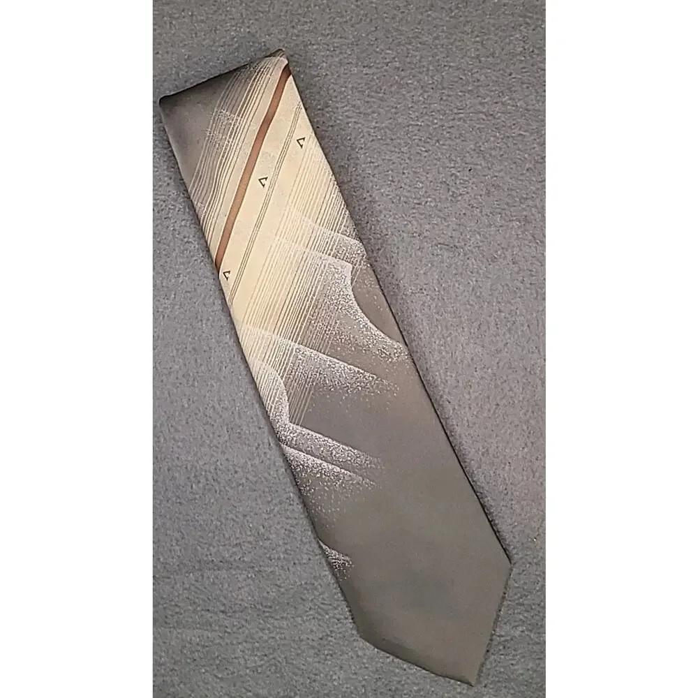 VTG Pauline Trigère Taupe Tie 70s Business Formal